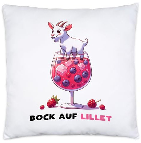 Hey!Print Bock auf Lillet Glas Lillet Ziegenbock Kissen Inkl. Füllung - Feierabend Spaß