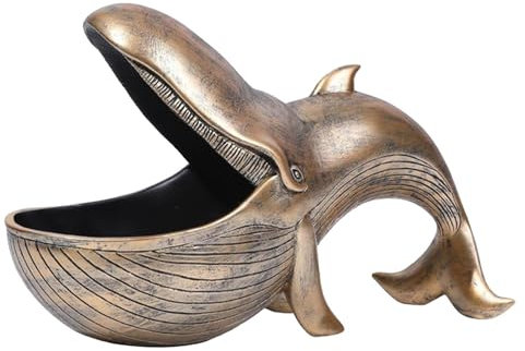 Whale Statue - Whale Bowl, Resin Whale Decorative Bowl | Rustic Candy Dish Open Mouth Whale Sculpture for Living Room, Holds Candy, Keys, Sundries Storage Box Console Table Key Bowl Resin Whale Statue