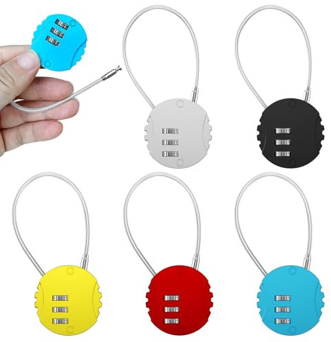 Lectorias 5 Stück Vorhängeschloss Zahlenschloss, Schloss mit Zahlencode, 3 Stellig Kofferschloss, Spindschloss Padlock, Zahlenschlösser Zinklegierung, für Spind Fitnessstudio Werkzeugkasten (5 Farben)