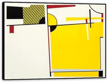 MOBYAT Roy Lichtenstein《Bull VI,1973》Pop art Canvas Oil Painting Artwork Poster Picture Wall Background Decor Home Decoration 90x70cm(36x28in) Black Framed