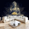 Fototapete Buddha-Statue Lotus 3D Effekt Vlies Tapeten Wandgemälde 400 x 280 cm Moderne Wanddeko Design Wandtapete Dunkel Wohnzimmer Schlafzimmer Büro Flur Wandgemälde