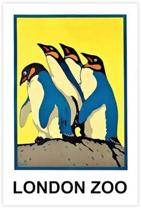 TONFON Poster im Vintage-Stil von 1932, Londoner Zoo-Poster, Wandkunst, Dekordruck, Bild, Gemälde für Wohnzimmer, Schlafzimmer, Dekoration, ungerahmt, 50 x 75 cm