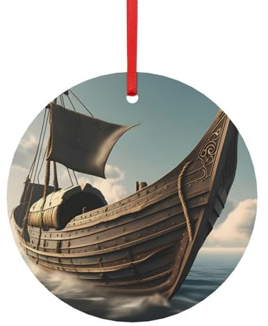 Metall Wikinger Schiff Weihnachtsdeko Christbaumschmuck mit Band Verschiedene Größen (Klein, Groß)