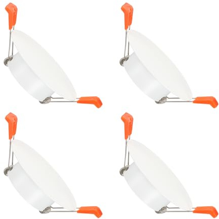 PATIKIL 4 Piezas Placa de Cubierta de Techo Metálica de 2 Blanco Mate | Moldura de Luz Empotrada Montaje en Pared Downlight, Adecuada para Orificios Redondos de 2.2-2.8