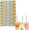 100pcs Paper Straws Biodegradable Disposable Straws,Metallic Foil Striped Wave Heart Star Straws Paper Drinking Straws Juice Coffee Cocktail Straws for Birthday Wedding Bridal/Baby Shower Party Straws
