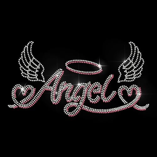 MAYJOYDIY Angel Hotfix Strass Aufbügeln Heiligenschein Kristall Strass Aufkleber Glitzer Hotfix Transfer Patch Kleidung Reparatur Applikation für T-Shirt Hut Hosen Tasche