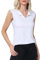Berylove Camiseta sin mangas para mujer, de algodón, elegante, sexy, cuello de pico, chaleco básico, blusa de negocios, informal, holgada, Blanco, M