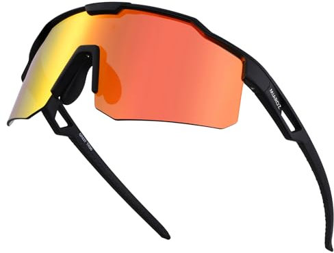 MIAROZ Cycling Sunglasses for Mens Women: UV400 Protection TR90 Frame Sports Glasses - Lightweight Visor Sunglasses for Golf Cricket Hiking