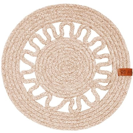 AMBITION Platzdeckchen Boho rund 35 cm Teller Untersetzer aus Baumwollseil runde Tischmatte Deko Matte