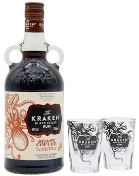 Kraken - Roast Coffee Black Spiced - Rum 70cl 40% ABV (Includes Shot Glasses)