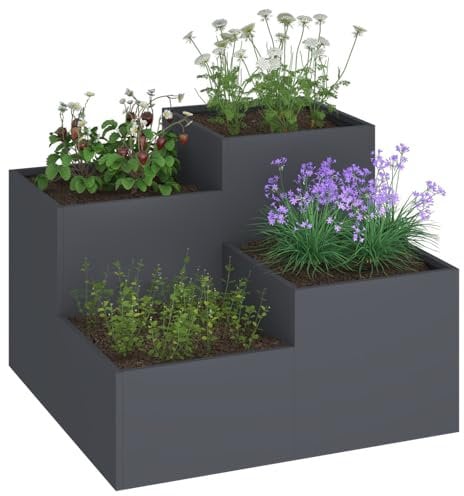 vidaXL Fioriera da Giardino 80x80x60 cm Acciaio Antracite