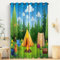 Blickdichte Vorhänge Kinderzimmer Wald Camping Cartoon-Illustration Gardinen Mit Ösen Volant-Vorhänge Für Mädchenzimmer, Kinderzimmer, Babyzimmer H245Xb140