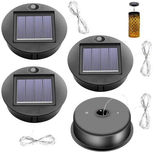 4 Stücke Solarleuchten Ersatzteile: Solarpanel Laterne Ersatzoberteil Led Glühbirne Ersatzteil, Solarleuchten Ersatz Top mit LED Leuchtmitteln, Geeignet für Solarlaterne Garten Decor