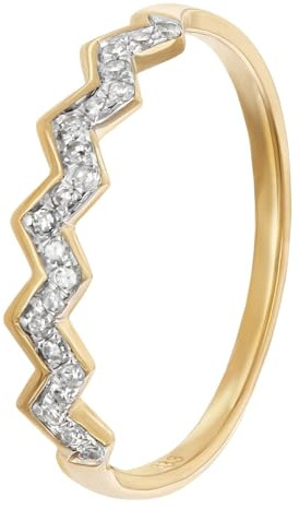 GLIZZ Damenring Mit Diamanten Gold 333/8K modisches Schmuckstück für Frauen, zauberhaftes Accessoire GL8678-52 Ringgröße 52/16,6