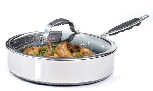 Crystals Non Stick Frying Pan with Tempered Glass Lid | Small Induction Frying Pan for Eggs & Omelettes | Non Stick for Gas, Ceramic & Electric Hobs (Design 3 - with Lid)