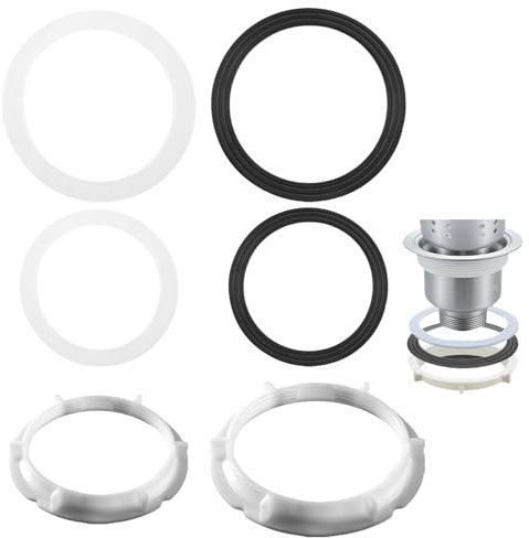 6Pcs Sink Drain Rubber Seals O-Ring Gasket nuts for 110mm 140mm Diameter Sinks Black and White Silicone Waterproof Basin Plug Seal Washer for Kitchen Bathroom Drainage DIY Sink Basket Strainer Waste