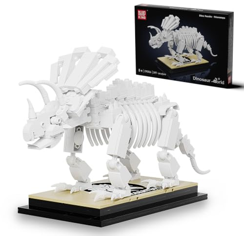 Mould King 29006 Klemmbausteine Dinosaurier Triceratops Fossilien Dino Bausteine Skelett Modell mit Beweglichen Gliedmaßen Dinosaurier Park World für Erwachsene 397 Teile