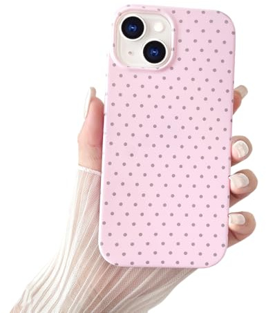 SmoBea for iPhone 15 Case Cute Polka Dot Phone, Beautiful and Stylish, Soft and Slim TPU Shockproof Protective Case for Women Girls,Pink