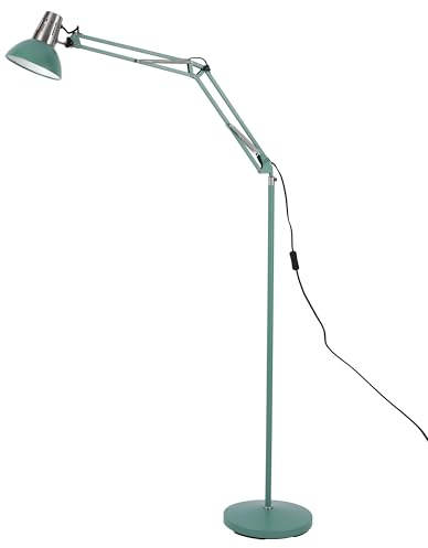 TEKLED® Modern Adjustable Floor Lamp – Extendable Arm with Steel Shade, E27 Fitting, Height Adjustable Standing Lamp for Bedroom, Living Room, Office, Study and Reading Spaces, Green