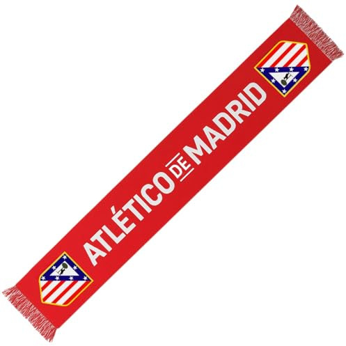 Atletico de Madrid Offizieller roter Schal mit gesticktem Wappen, ideal, um das Team mit Stil und rot-weißem Stolz zu beleben.
