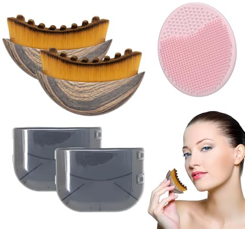 Cyberwork Set 3 Pezzi Spazzola Viso Linfatica, 2 Spazzole per Drenaggio Linfatico e 1 Spazzola Pulizia Viso in Silicone Morbido, Massaggiatore Rassodante per Contorno Viso, Mento e Mascella