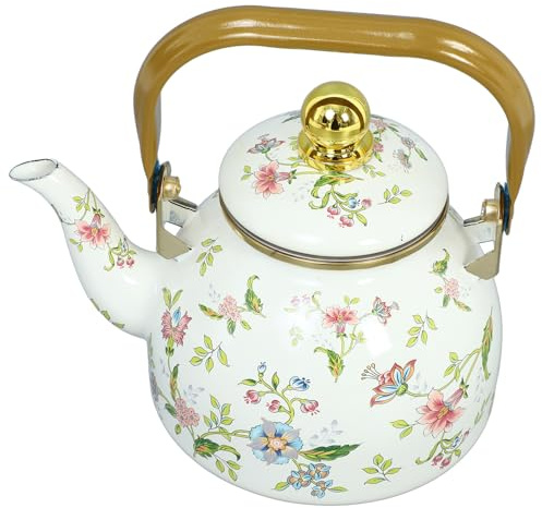 1l Enamel Tea Pot Classic Japanese Decorative Teakettle | Stove Safe Teapot, Loose Leaf Brewing, Heat Resistant Enamel Finish