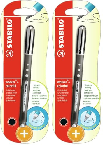 STABILO - Tintenroller - worker+ colorful - medium - Einzelstift - schwarz (Packung mit 2)