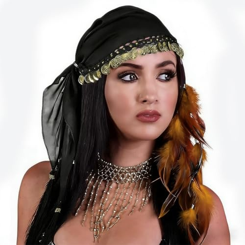 Tomedeks 1 Stück Womens Gypsy Coin Headscarf or Coin Belt Belly Dancer Fancy Dress Arabian Dress Up Ladies Headwear Hat Accessory Novelty