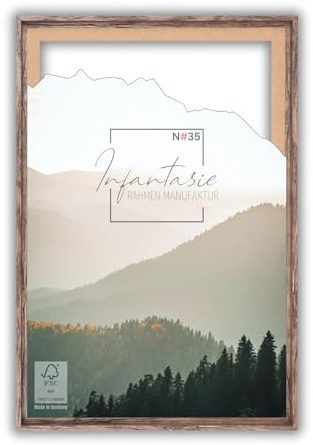 Infantasie N°35 Schattenfugenrahmen 20x20 cm, Eiche Dunkelbraun | Rahmen für Leinwandbilder, ca. 7 mm Fuge umlaufend, MDF foliert, ohne Leinwand/Scheibe, Zackenaufhänger, handgefertigt