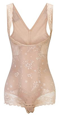 KSKshape Damen Shapewear Figurformender Formende Bodys Taillenformer Shaping Bodysuit mit Haken,Beige,XXL