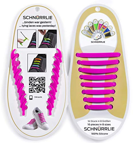 SCHNÜRRLIE Schnürsenkel - elastische Silikon Schnürsenkel - Schuhband ohne Schuhe Binden - Flache Gummi Schnürbänder für Kinder und Erwachsene - Pink