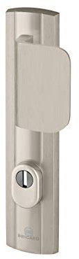 Bricard 9910051 Ensemble de Poignées Blindées sur Plaque Expression Palière Béquille + Aileron pour Porte d’Entrée (pour Cylindre Européen), Coloris INOX