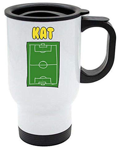 Kat -Football Image Named Travel Mug Reuse- Personalised Gift for - Hobby