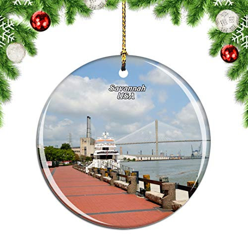 Weekino USA Amerika Savannah Historic District Savannah Weihnachtsdekoration Christbaumkugel Hängender Weihnachtsbaum Anhänger Dekor City Travel Souvenir Collection Porzellan 2,85 Zoll