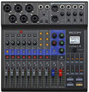 Zoom LiveTrak L-8 Podcast Recorder, Battery Powered, Digital Mixer and Recorder, Music Mixer, Phone Input, Sound Pads, 4 Headphone Outputs, 12-In/4-Out Audio Interface, Built In EQ and Effects