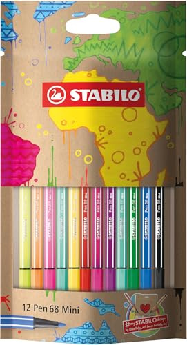 STABILO - Premium-Filzstift - Pen 68 Mini - #mySTABILOdesign - 12er Pack - mit 12 verschiedenen Farben