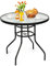 GIANTEX Gartentisch, Balkontisch mit Schirmloch & Glasplatte, Couchtisch Metall, Terrassentisch Kaffeetisch Wohnzimmertisch Sofatisch, Glastisch für Balkon Terrasse Garten (1, Rund)