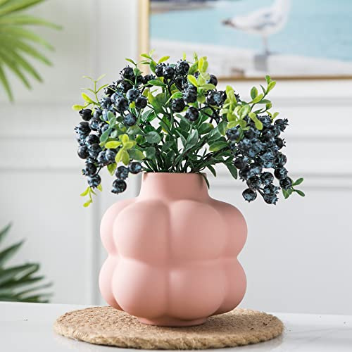 Mowtanco Vase en céramique rose, vase moderne pour décoration d'intérieur, vase à fleurs décoratif pour table à manger, table basse, cheminée, centre de table de salon, cheminée