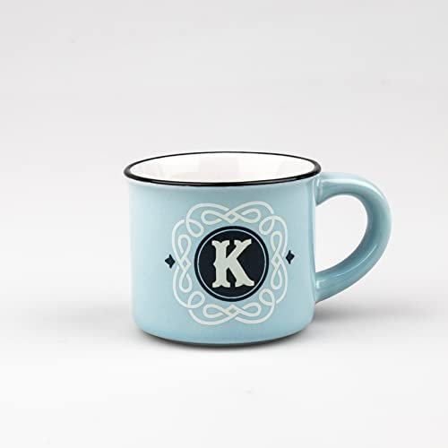 Kontiki- Tasse expresso et sa sous-tasse en faïence personnalisée lettre K