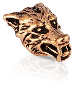 NKlaus Bronze Bartperle Wolf Germanisch Keltisch Wikinger Mittelalter Haarperle 3158