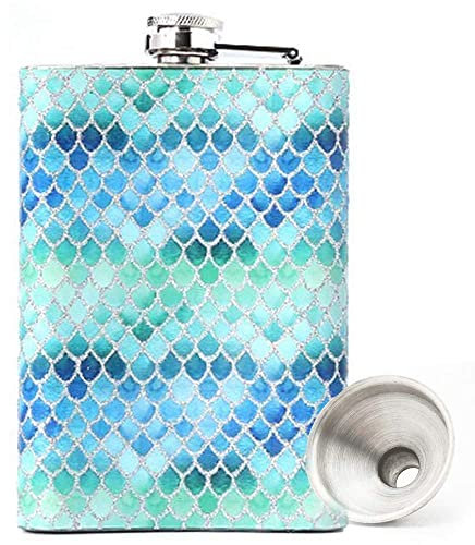 Flasque sirène en acier inoxydable de 236,8 g pour liqueur et whisky pour femme, excellente idée cadeau (bleu)