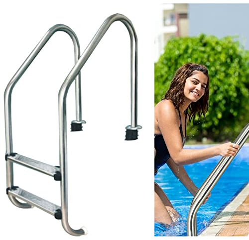 Lsoiup Poolleitern für Inground-Pools 304 Edelstahl Heavy Duty Swimming Pool 2-Stufen Anti-Rutsch Rostfrei Tragkraft 440lbs