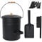 BRIAN & DANY Ash Buckets for fireplaces with Lid, 15L Pail with Shovel and Hand Broom, Tool Set Accessories for Fireplace, Fire Pit