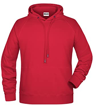 James & Nicholson Herren Kapuzensweat - Hochwertiger Kapuzensweat aus Bio-Baumwolle | Farbe: red | Grösse: XL