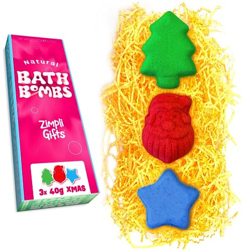 3 x Zimpli Gifts Weihnachten Badebomben Geschenkset Weihnachtsstrumpffüllung für Frauen und Kinder Bad Vaporizer Beauty Geschenk Set für Spa