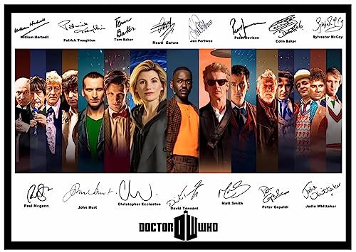 2023/2024 Doctor Who signiert/signierter Druck All Doctors (Dr Who) (A4-Druck, 29,7 x 21 cm)