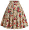Damen Rockabilly Rock Vintage 1950er Jahre Retro Blumen Druck Faltenrock Elastische Hohe Taille Swing Glockenrock Kurzes Tellerrock Plissee A-Linie Knielang Festliche R?ck Trachtenrock Aprikose M
