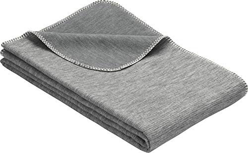 Ibena Bio Wohndecke Lausanne Baumwolle grau Größe 220x250 cm