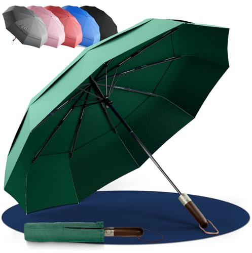 LOGAN & BARNES Premium Taschenschirm sturmfest Ø103cm - Stilvoller Regenschirm sturmfest mit hochwertigem Echtholzgriff und Auf-zu- Taschenschirm Automatik Modell Amsterdam