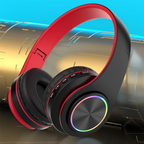 Bluetooth Headphones Over Ear, Foldable Wireless Headphones, Noise Cancelling HiFi Stereo Headphones with Deep Bass, Microphone, Soft Earpads for Cellphone/PC